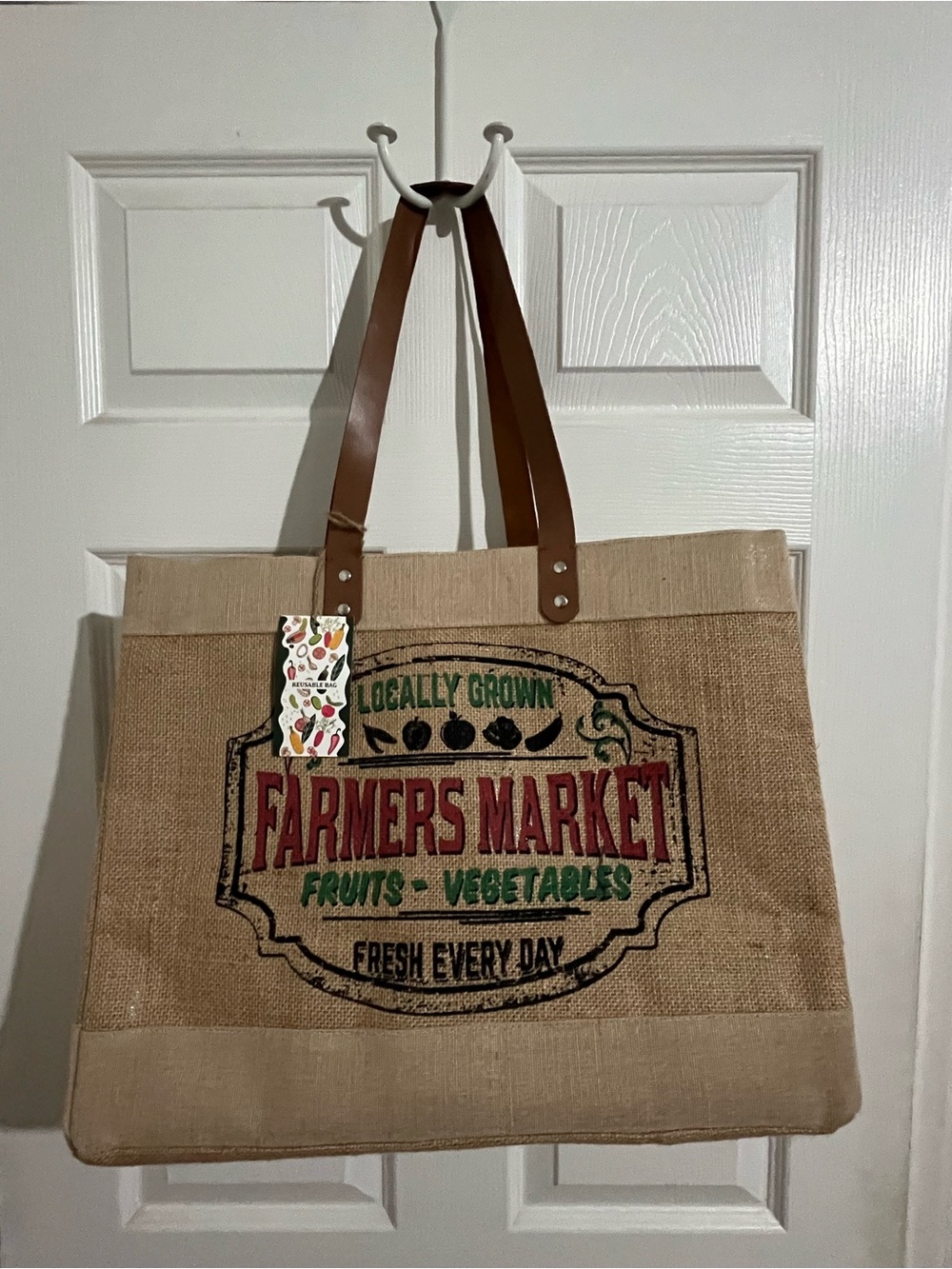 Large Tote with Brown Handles NWT